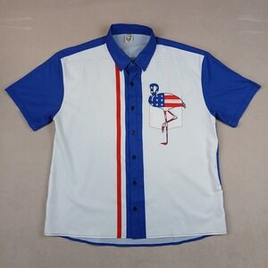 Hardaddy Medium Mens Shirt Casual Camp Bowling Stretch Patriotic Short Sleeve